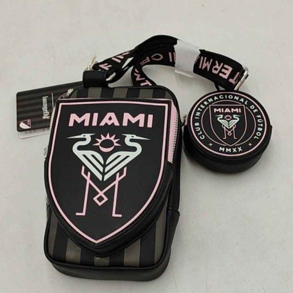 Inter Miami CF Loungefly Sling Bag Crossbody One Size Black Pink MLS Soccer